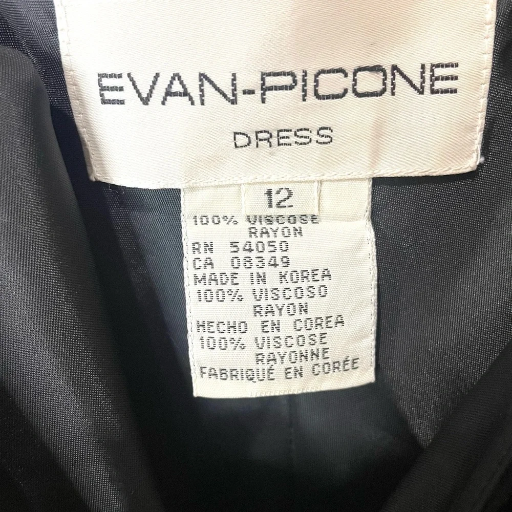 EVAN PICONE Y2K Black Floral Design Chiffon Shift Dress Ruffle Straps SZ 10 EUC - Picture 4 of 9
